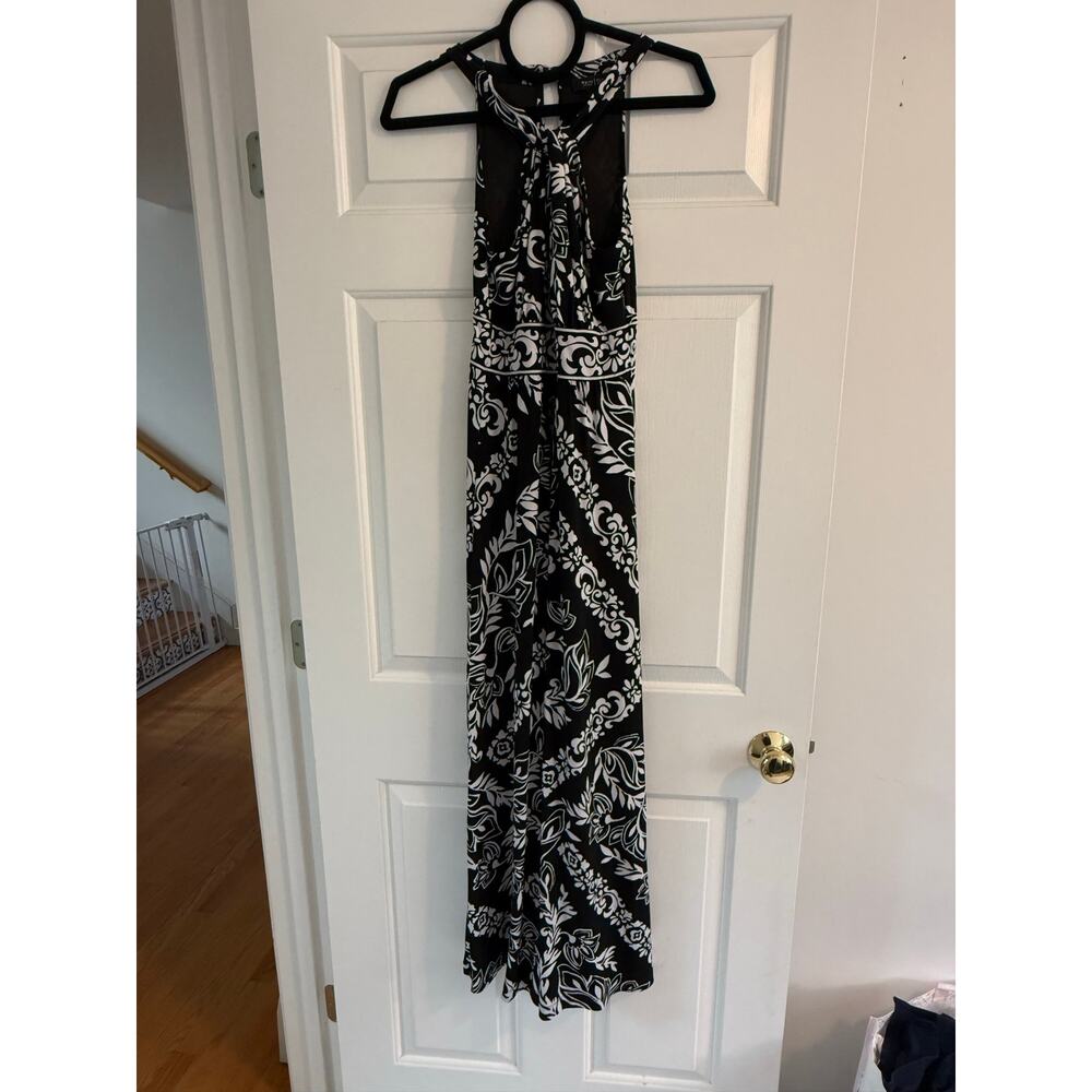 White House Black Market Floral Halter Maxi Dress - Black & White - XXS